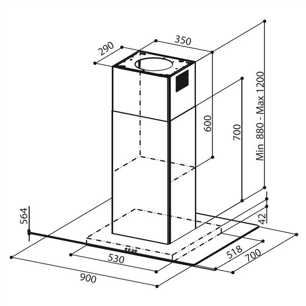 Вытяжка островная Faber GLASSY ISOLA/SP EV8 X/V A90 (110.0157.076)